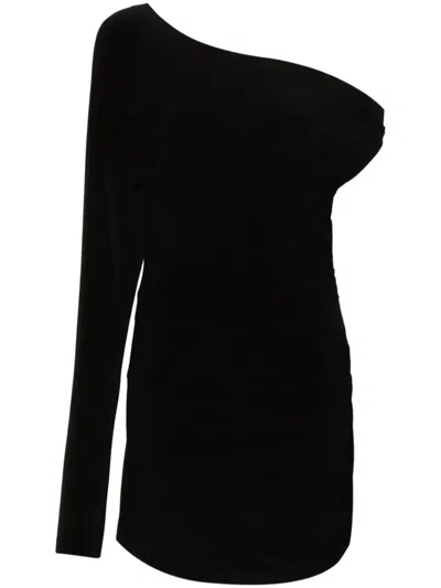 Norma Kamali Minidress With Ruffles On One Sleeve In Black