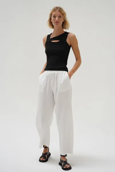 Lna Clothing Declan Linen Elastic Waist Pant In White