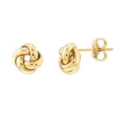 Sselects 14k Yellow Gold Puffed Love Knot Stud Earrings