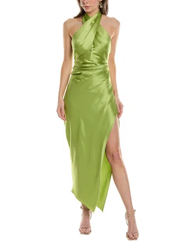 The Sei Halter Silk Maxi Dress In Green