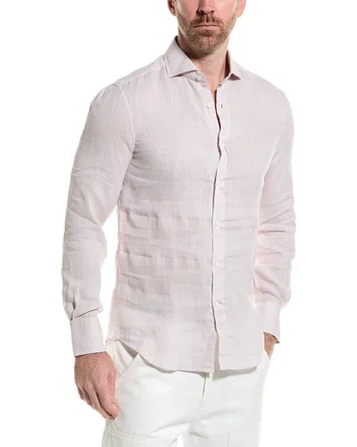 Brunello Cucinelli Slim Fit Linen Shirt In Multi