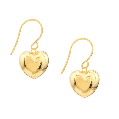 Sselects 14k Yellow Gold Puffed Heart Fish Hook Earrings