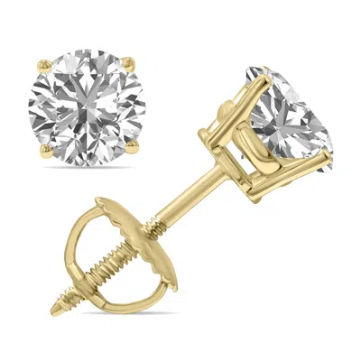 Sselects Igi Certified 2 Carat Tw Lab Grown Diamond Solitaire Earrings In 14k Yellow Gold