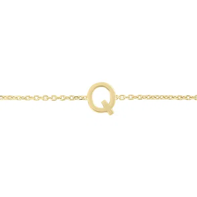Sselects 14k Solid Yellow Gold Q Mini Initial Bracelet
