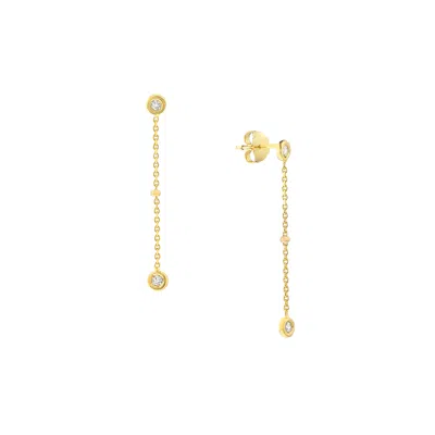 Sselects 14k Solid Yellow Gold And 1/8 Ctw Natural Diamond Dangle Earrings