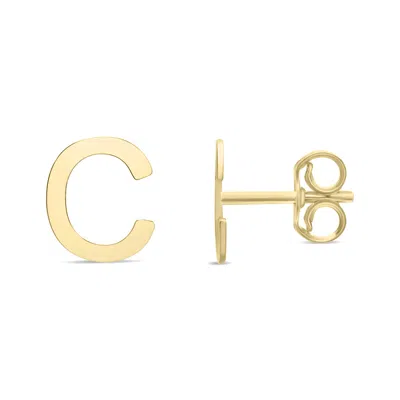 Sselects 14k Solid Yellow Gold Initial C Stud Earrings
