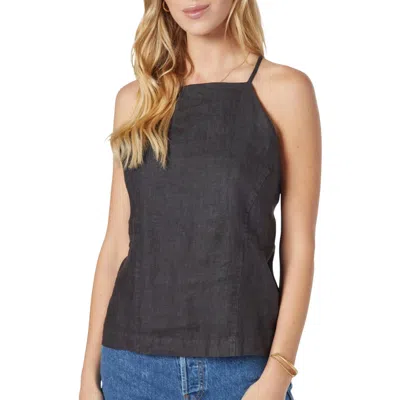 Joie Rimina Halter Linen Top In Caviar In Black