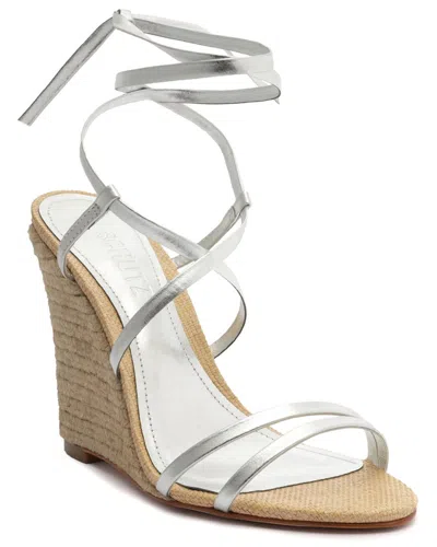 Schutz Deonne Leather Wedge In Grey