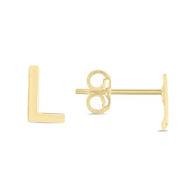 Sselects 14k Solid Yellow Gold Initial L Stud Earrings