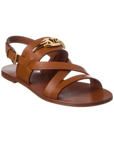 Valentino Garavani Vlogo Leather Sandal In Brown