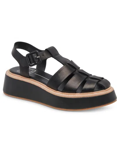 Dolce Vita Tristy Womens Leather Ankle Strap Flatform Sandals In Black