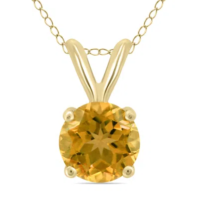 Sselects 14k 5mm Round Citrine Pendant In Gold