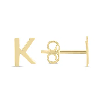 Sselects 14k Solid Yellow Gold Initial K Stud Earrings