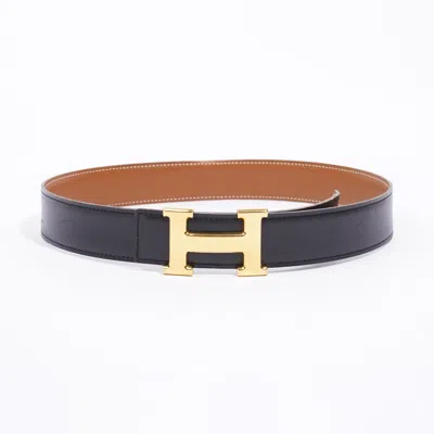 Pre-owned Hermes H Belt / Tan Leather In Black