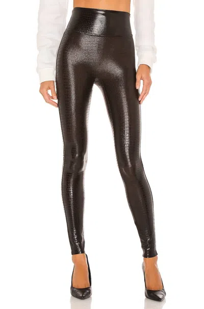 Spanx Faux Leather Croc Legging In Brown/black