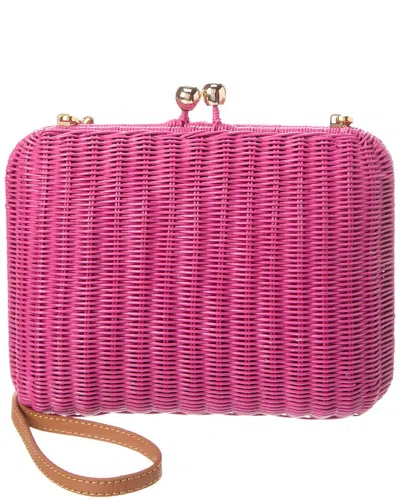 Serpui Giulia Wicker Shoulder Bag In Pink