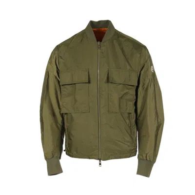 Moncler Ouveze Bomber Jacket Nylon Khaki Reversible In Green