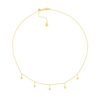 Sselects 14k Yellow Gold 1/6 Ctw Diamond Bezel Drop Necklace
