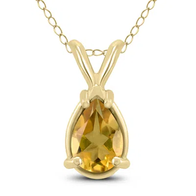 Sselects 14k 8x6mm Pear Citrine Pendant In Gold