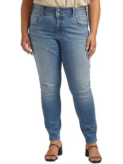 Silver Jeans Plus Avery Womens High Rise Curvy Fit Skinny Jeans In Blue