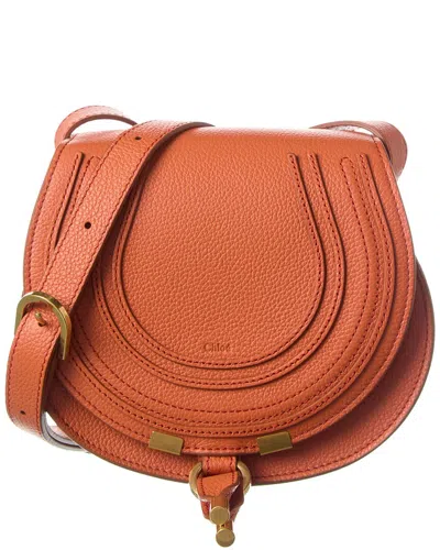 Chloé Marcie Small Leather Saddle Bag In Orange