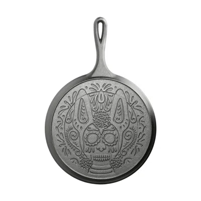 Lodge Day Of The Dead 10.5 Inch Sugar Skull Cast Iron Griddle In Gray
