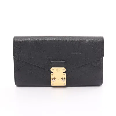 Pre-owned Louis Vuitton Portefeuil Metis Monogram Amplant Noir Bi-fold Long Wallet Leather In Black