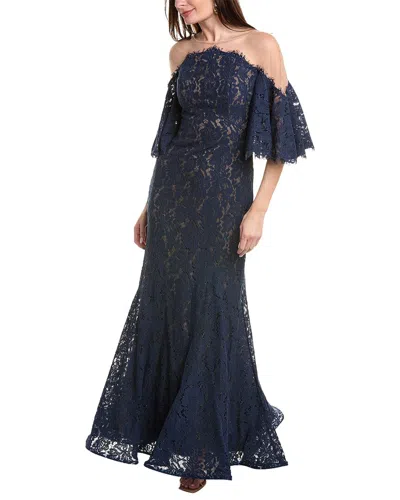 Rene Ruiz Lace Gown In Blue