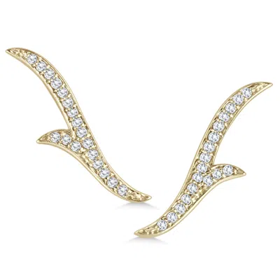 Sselects 1/5 Ctw Genuine Diamond Leaf Climber Earrings In 14k In Gold