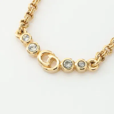 Dior Cd Logo Necklace Gp Rhinestone Gold Clear In Multi