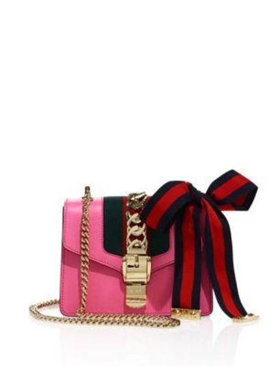 Gucci Sylvie Leather Mini Chain Bag In Pink