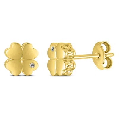Sselects Diamond Accent Four Leaf Clover Earrings In 14k In Gold