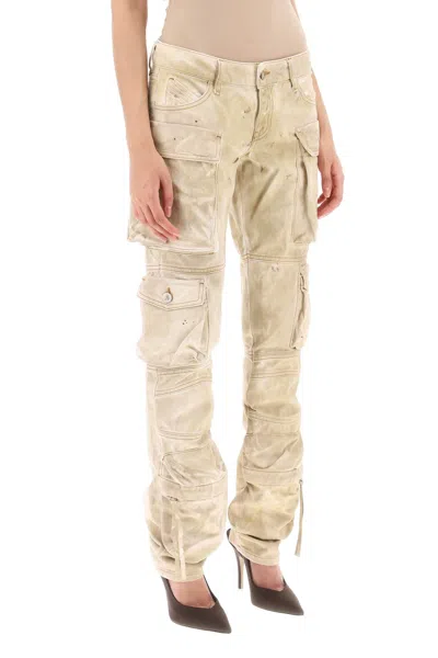 Attico 'essie' Cargo Pants With Marble Effect In Beige