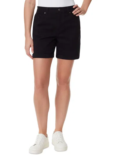Gloria Vanderbilt Womens High Rise Mini Denim Shorts In Black