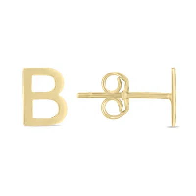 Sselects 14k Solid Yellow Gold Initial B Stud Earrings