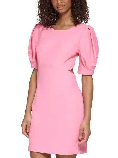 Karl Lagerfeld Womens Puff Sleeves Mini Sheath Dress In Pink