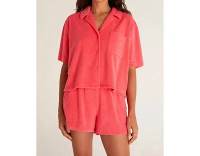 Z Supply Resort Loop Terry Shirt In Strawberry In Red