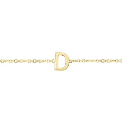 Sselects 14k Solid Yellow Gold D Mini Initial Bracelet