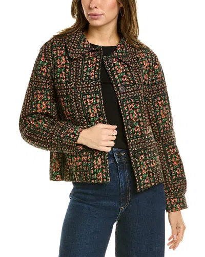 Boden Quilted Printed Jacket In Black
