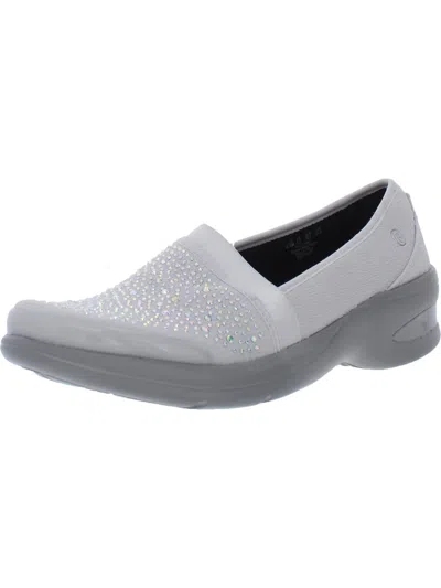 Bzees Red-hot Womens Gems Slip On Loafers In Silver