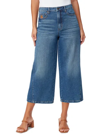 Gloria Vanderbilt Rori Womens Crop High Rise Wide Leg Jeans In Blue