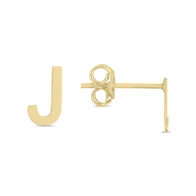 Sselects 14k Solid Yellow Gold Initial J Stud Earrings