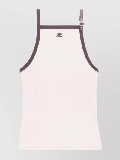 Courrèges Buckle-detail Cotton Tank Top In Neutrals