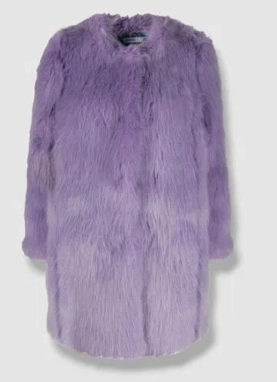 Pre-owned Muse $1450 Alabama  Italy Women's Purple Faux-fur Kate Long Coat Jacket Size 46