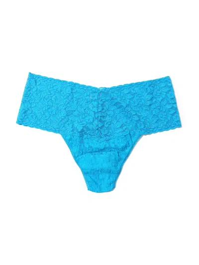 Hanky Panky Plus Size Retro Lace Thong In Blue