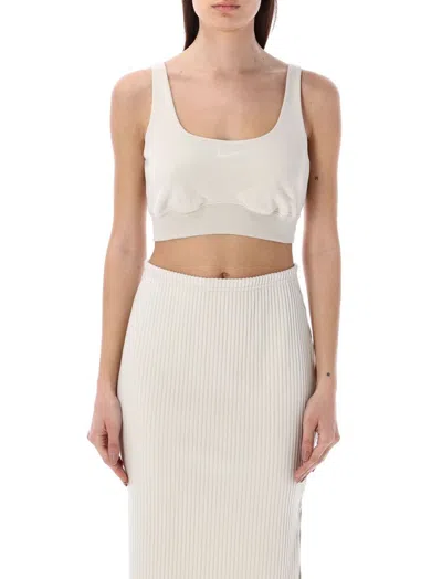 Nike Chill Terry Cropped Top In Neutrals