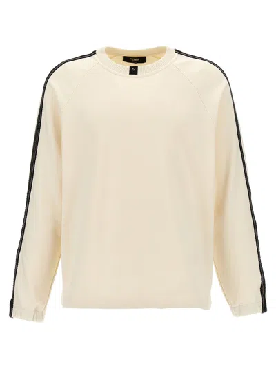Fendi Mesh Insert Sweatshirt White/black In Multicolor