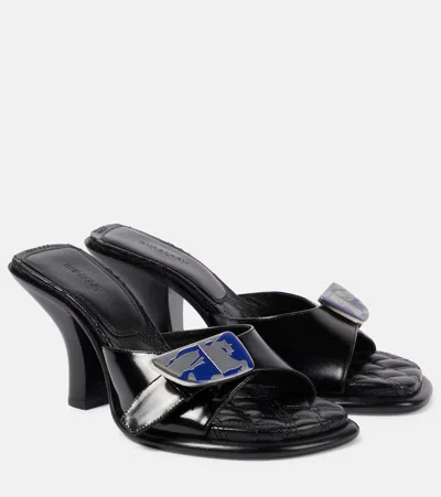 Burberry 70 Ekd Leather Mules In Black