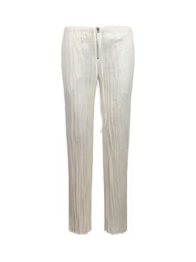 Helmut Lang Crushed Satin Trousers In White