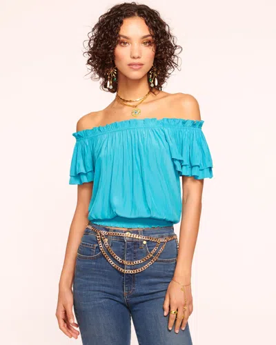 Ramy Brook Cressida Off-the-shoulder Top In Calypso Blue